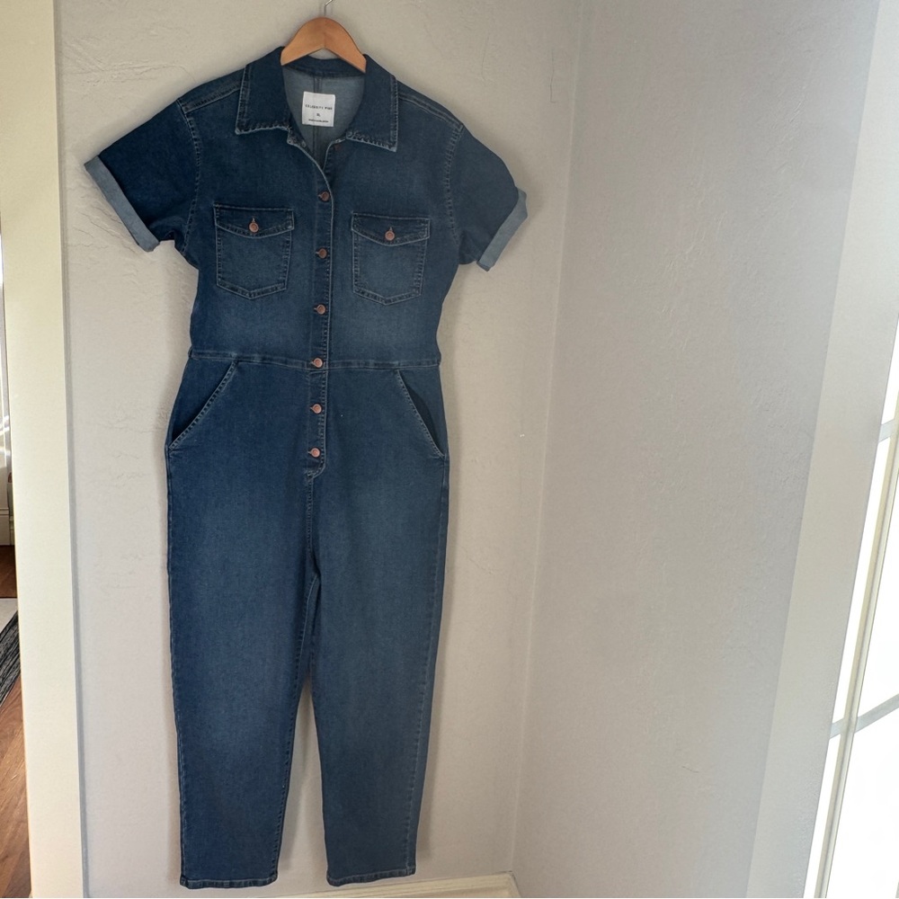 Celebrity Pink Jumpsuit ‎ Women's Denim Short Sleeve Long Jumpsuit Size XL - Picture 16 of 16